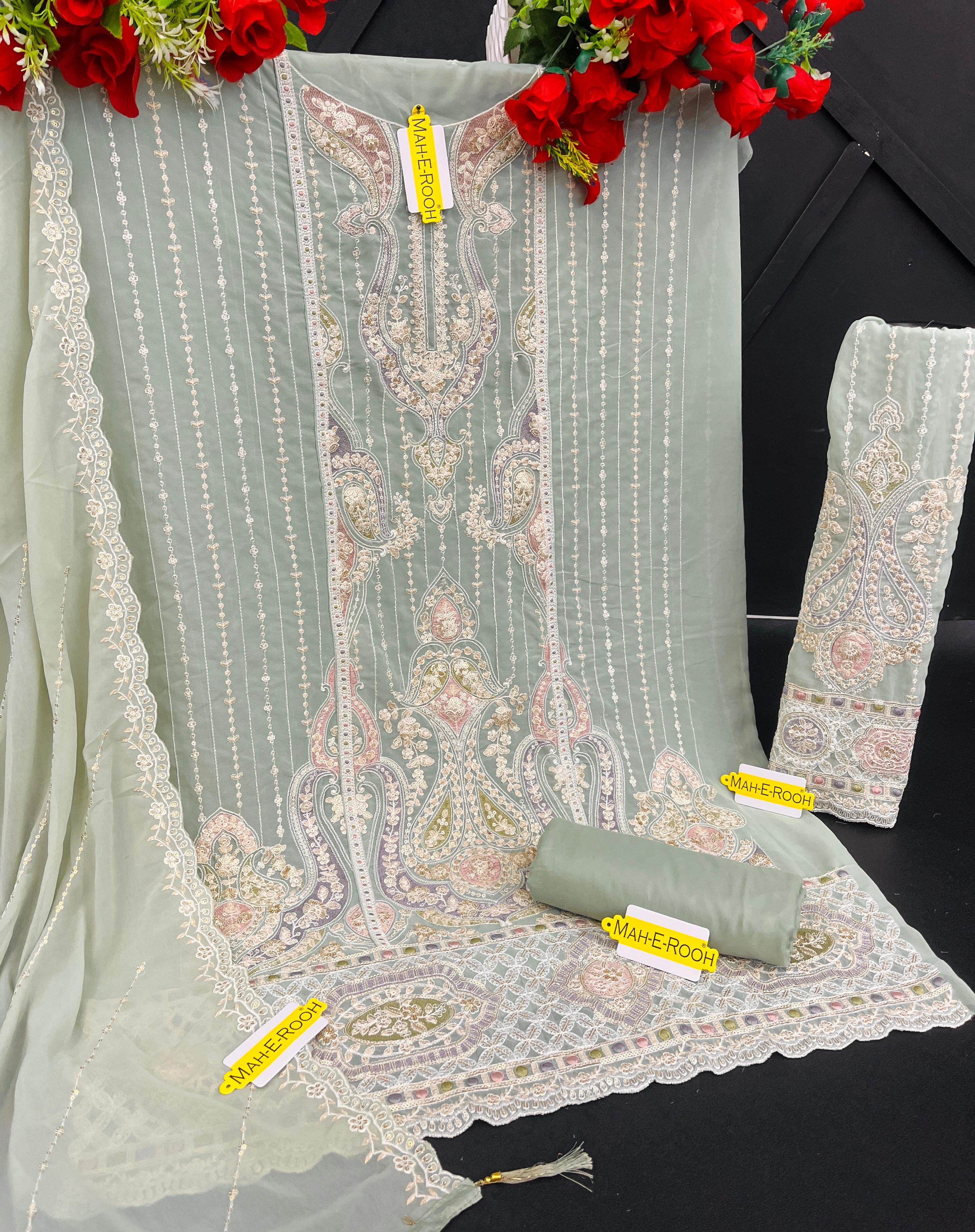 Heavy Faux Georgette with Heavy Embroidery Sequence & Multi Thread work Suit