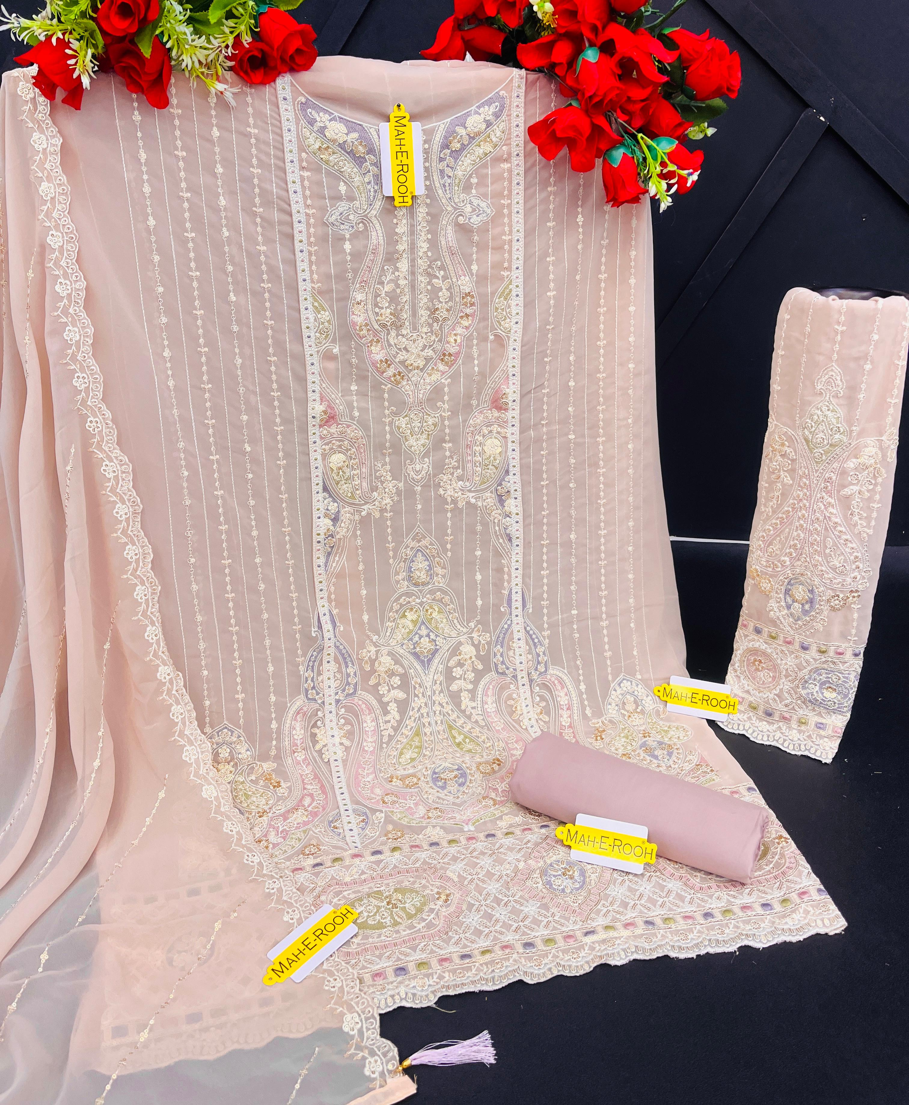 Heavy Faux Georgette with Heavy Embroidery Sequence & Multi Thread work Suit