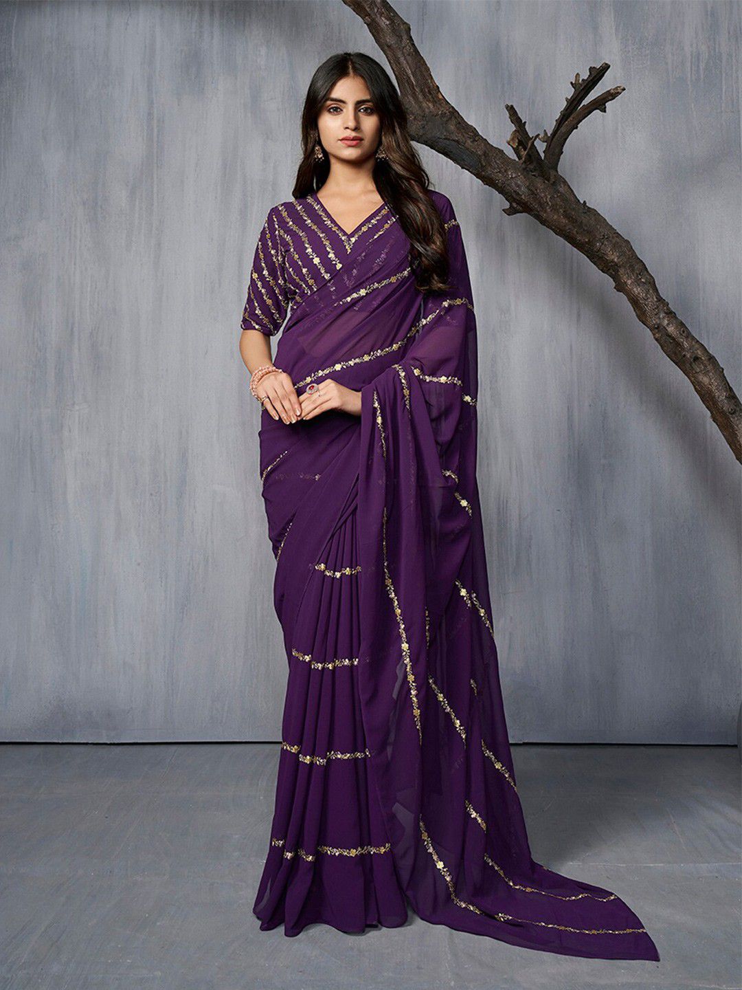 BEAUTIFUL GEORGETTE FANCY EMBROIDERY WORK SAREE