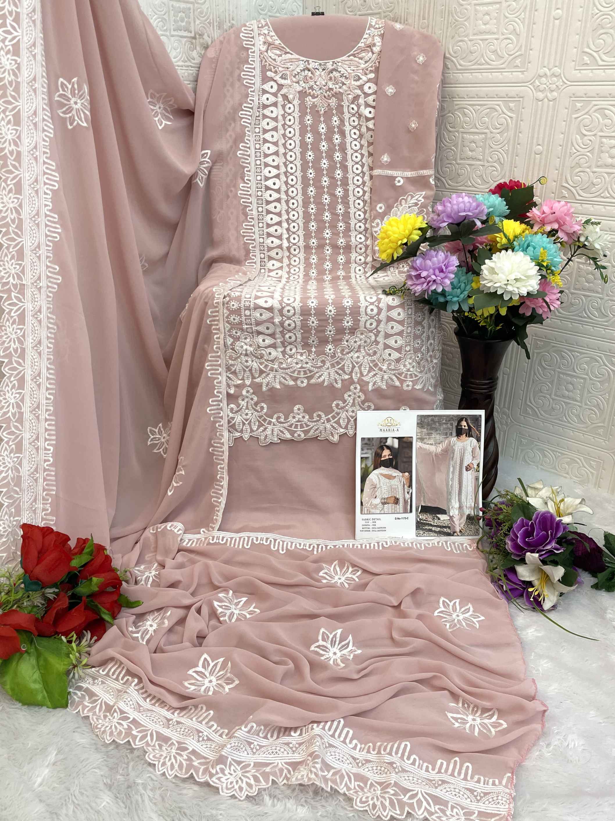 Heavy Fox Georgette With Embroidery Work Suit