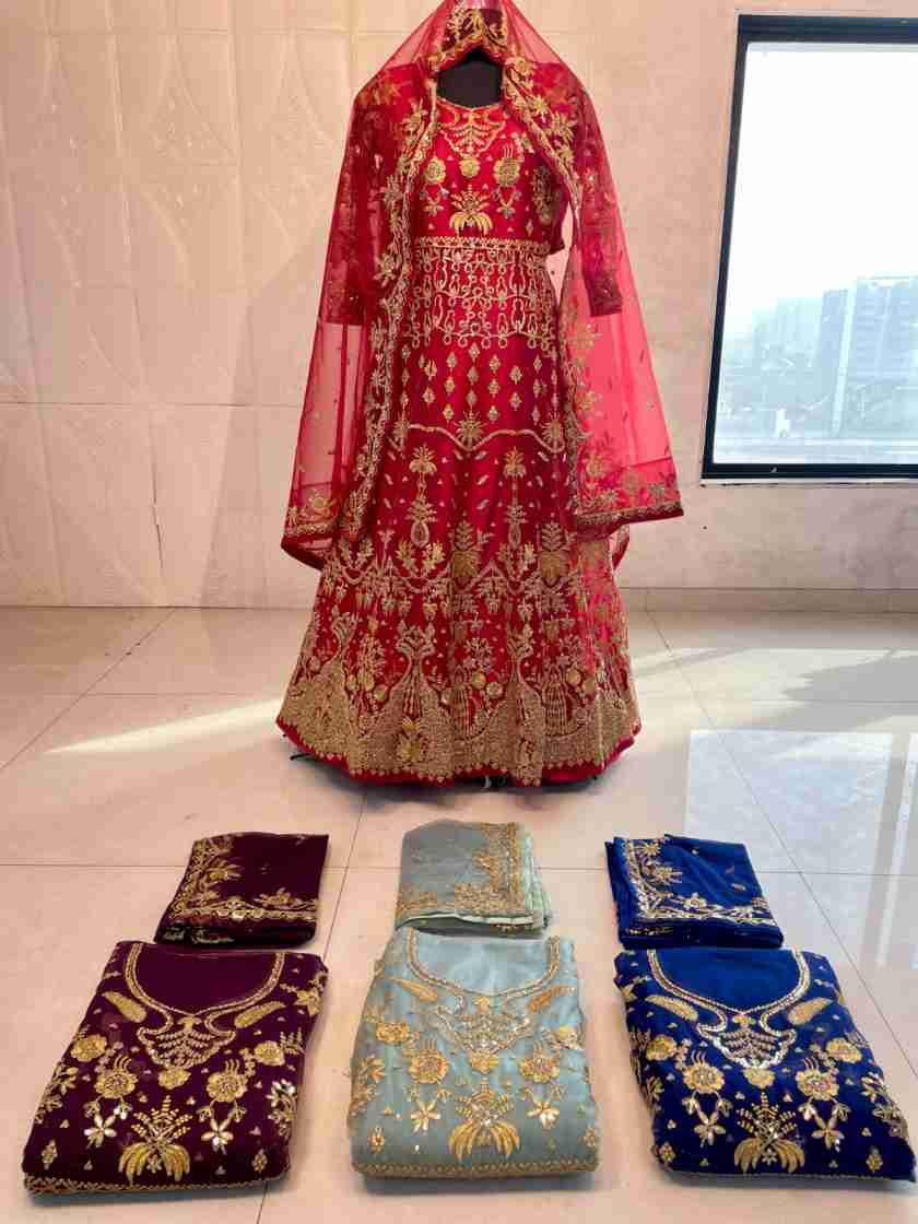 Heavy net Beautiful Embroidery work fancy dori  work & stone work Suit