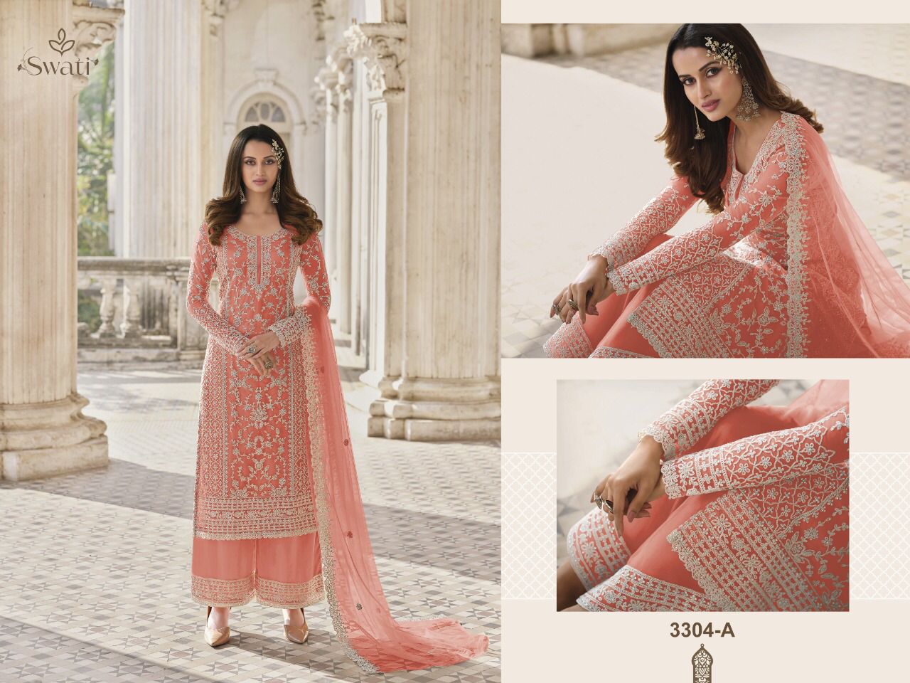 Heavy Butterfly Net with Embroidery & Coding Work Suit