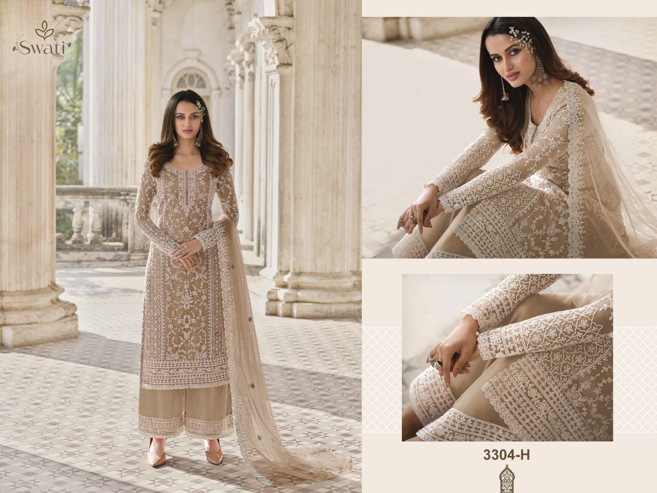 Heavy Butterfly Net with Embroidery & Coding Work Suit