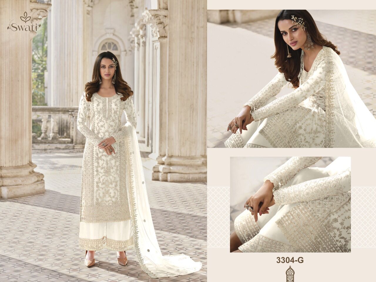 Heavy Butterfly Net with Embroidery & Coding Work Suit