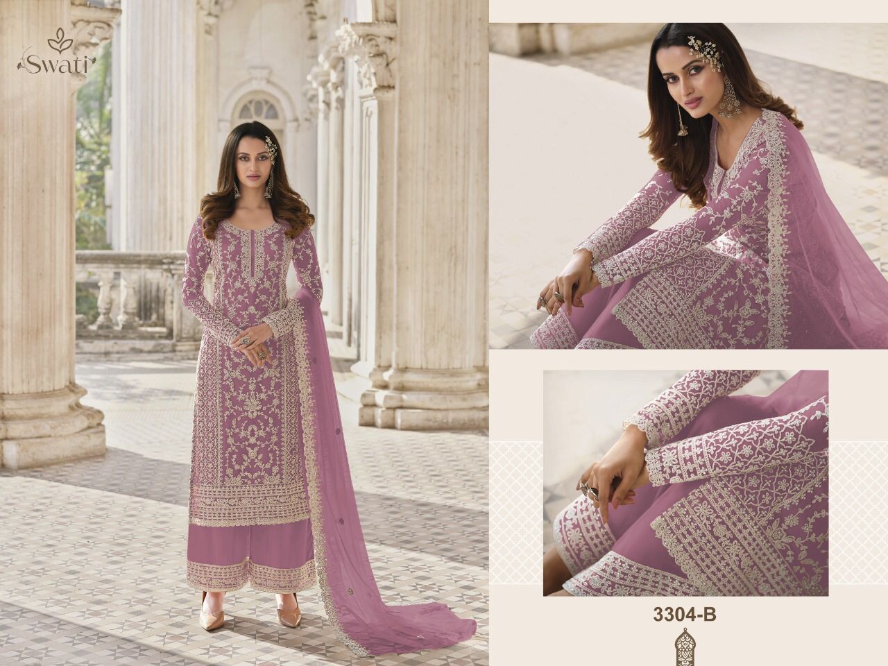 Heavy Butterfly Net with Embroidery & Coding Work Suit