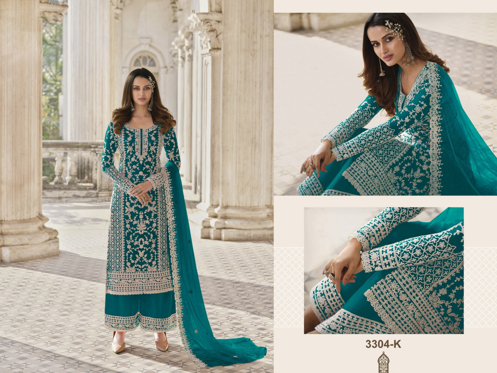 Heavy Butterfly Net with Embroidery & Coding Work Suit
