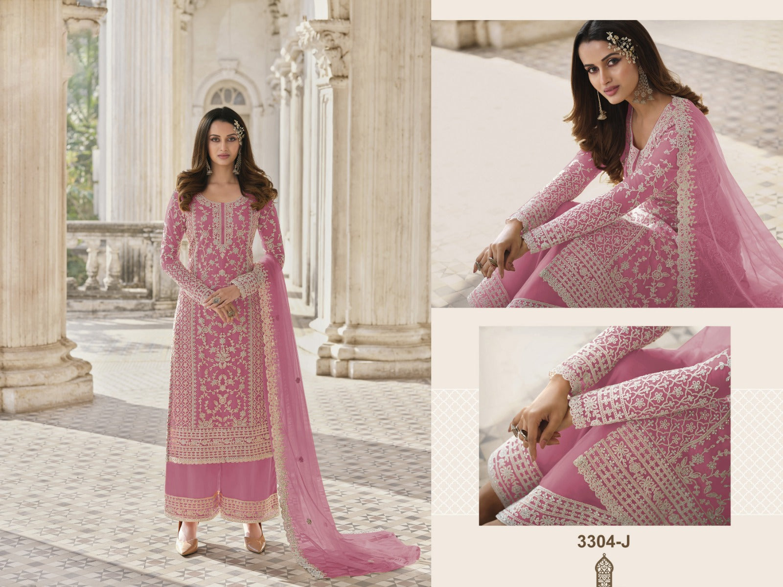 Heavy Butterfly Net with Embroidery & Coding Work Suit