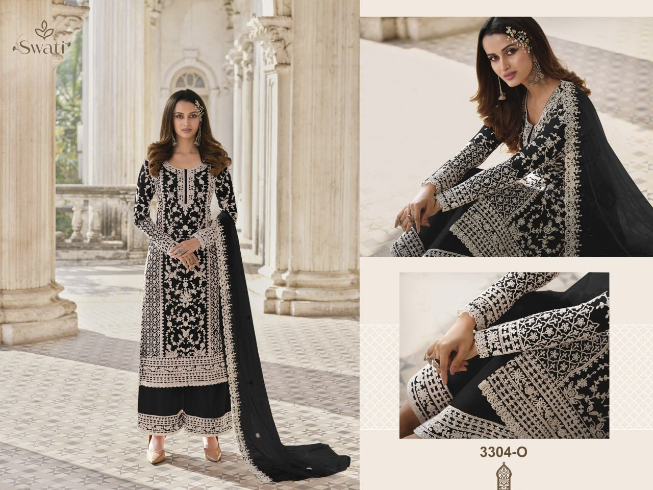 Heavy Butterfly Net with Embroidery & Coding Work Suit