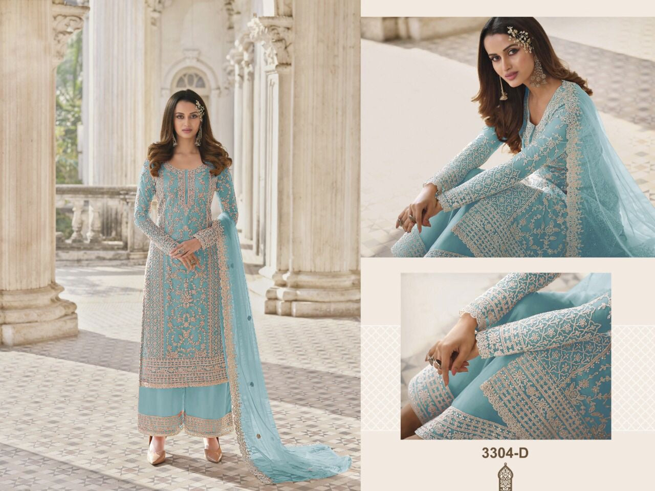Heavy Butterfly Net with Embroidery & Coding Work Suit