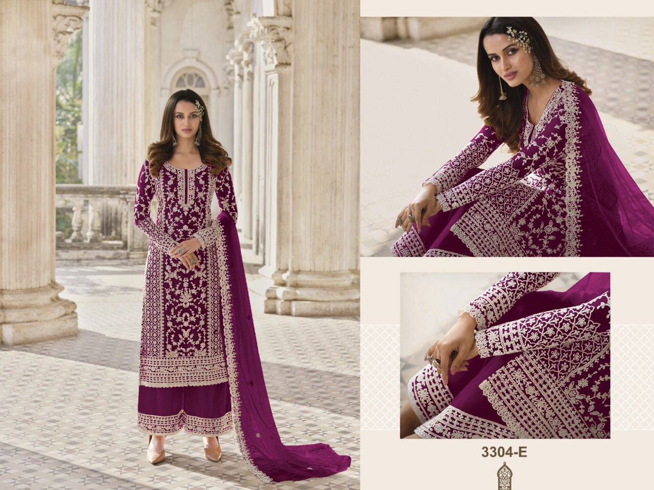 Heavy Butterfly Net with Embroidery & Coding Work Suit