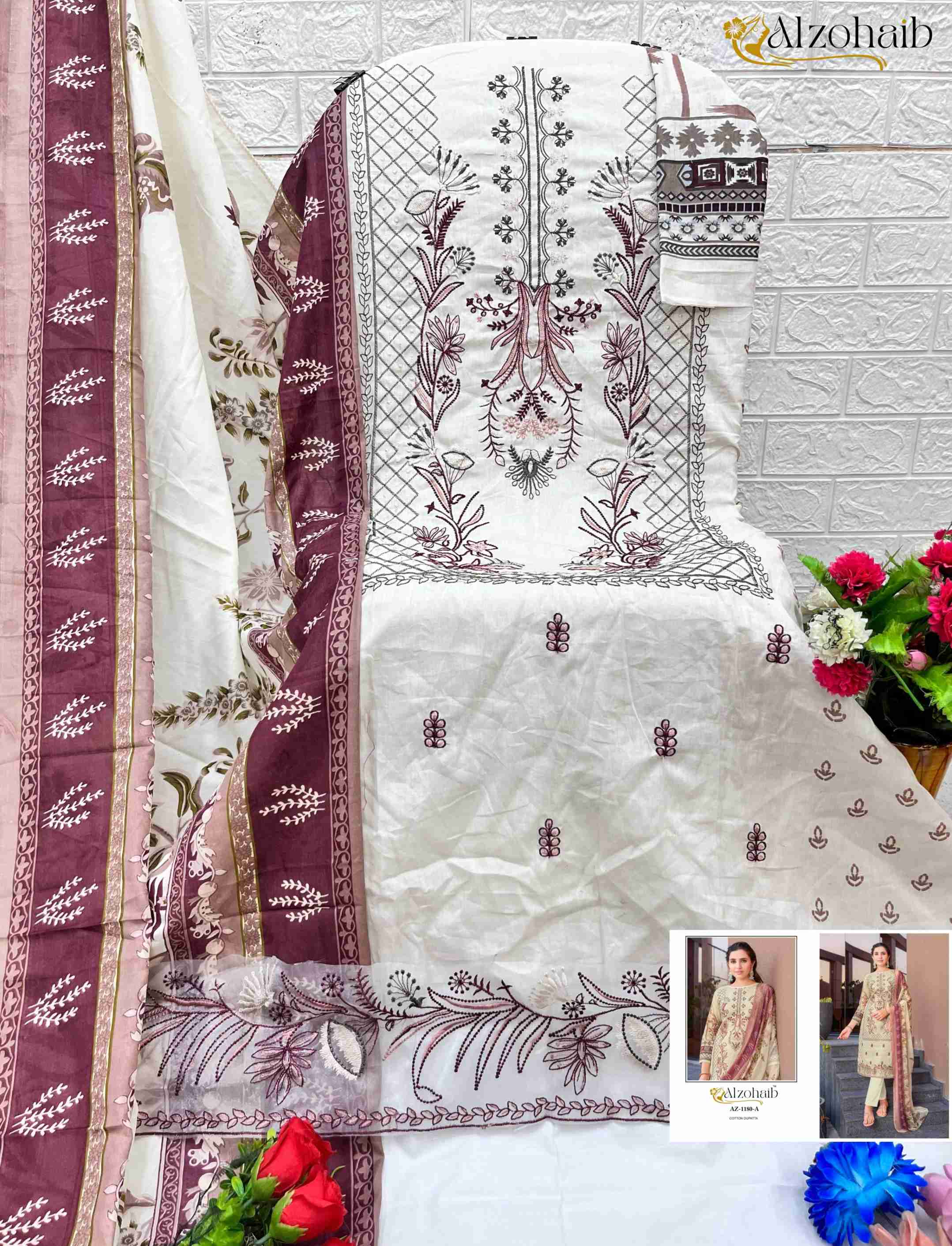 pure cotton print with Heavy Embrodairy patches Suit