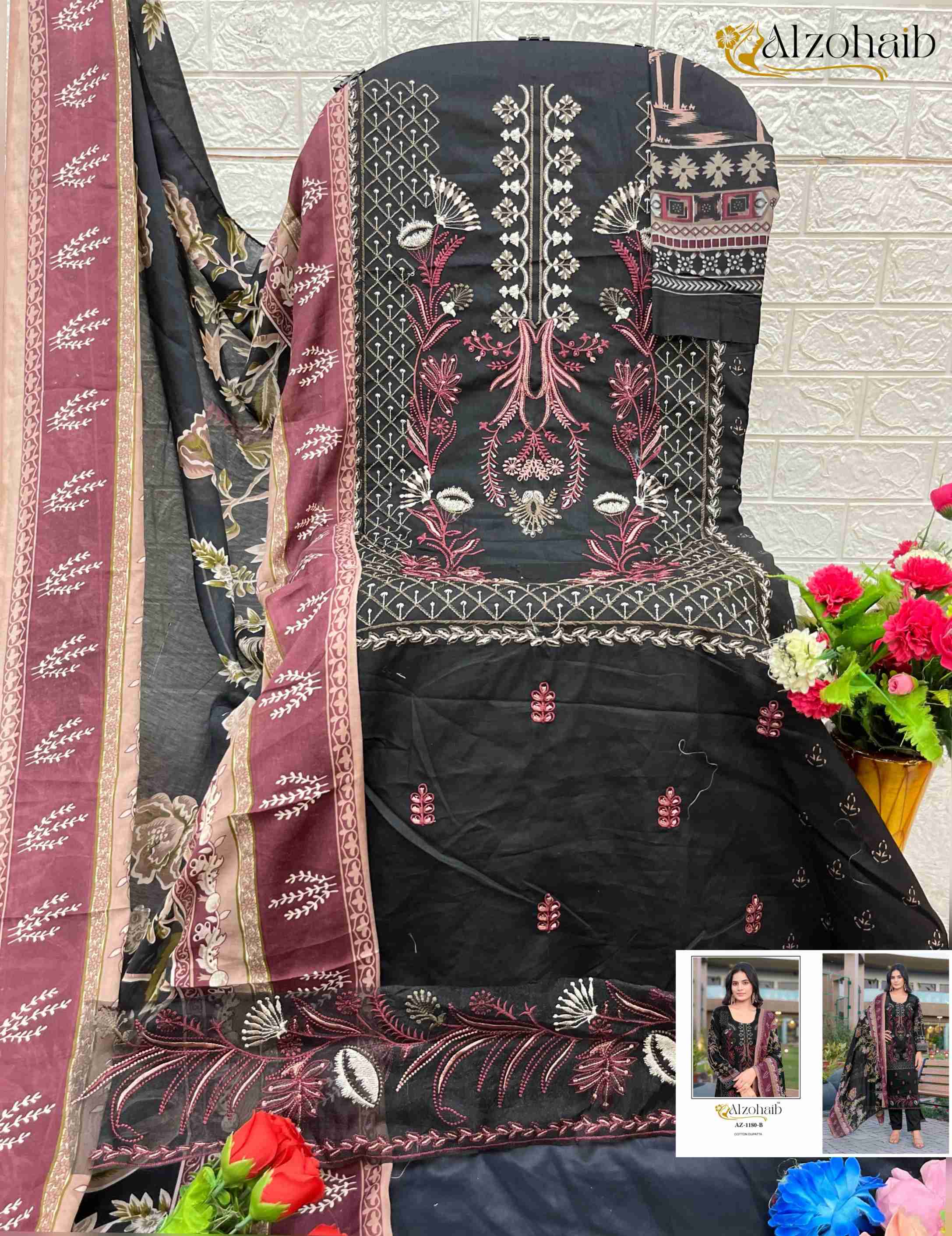 pure cotton print with Heavy Embrodairy patches Suit
