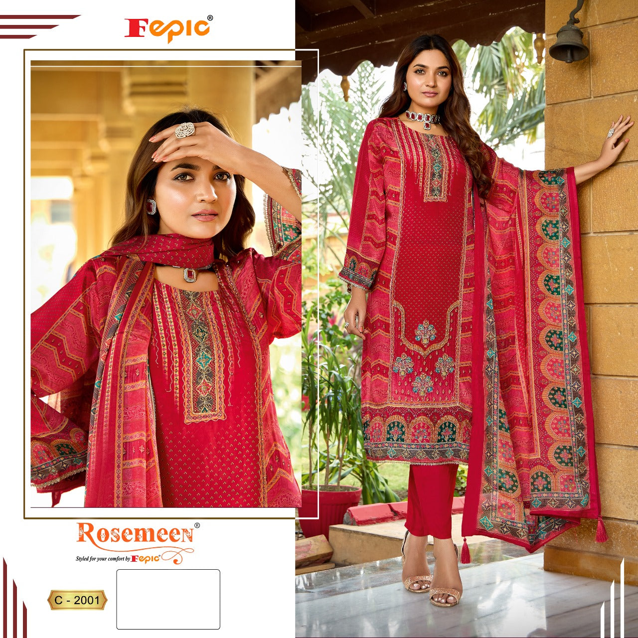 PURE NATURAL CRAPE PRINTED EMBROIDERED SUIT