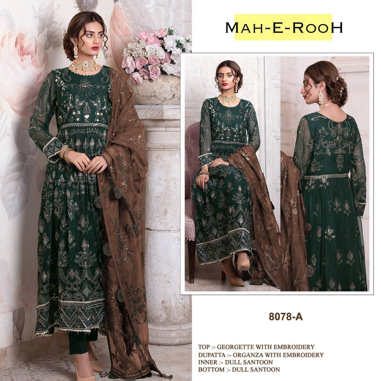 Heavy Faux Georgette with Embroidery Squence Work Suit