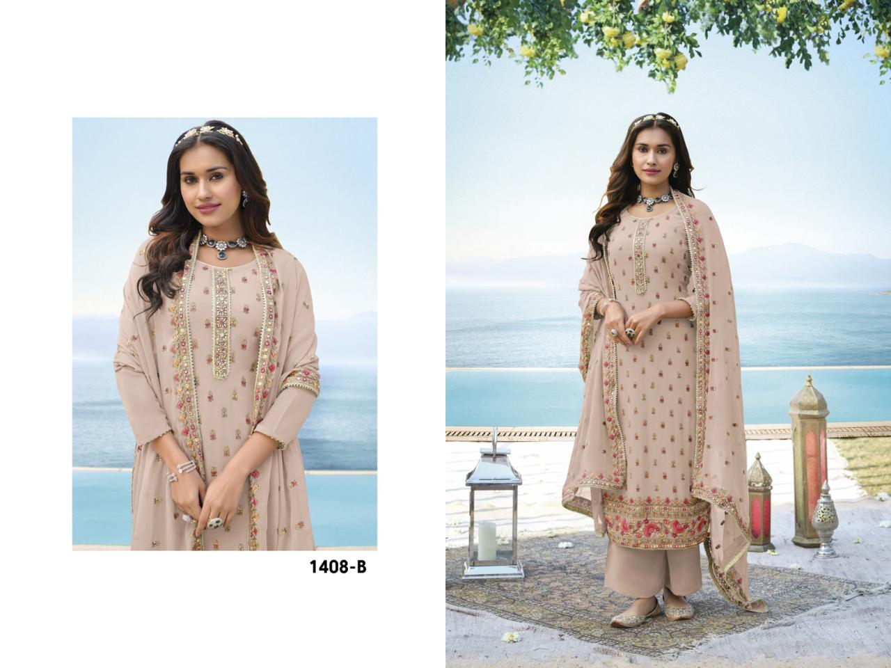 Faux Georgette with Heavy Embroidered VISCOSE Multi Thread & Sequence Work Suit