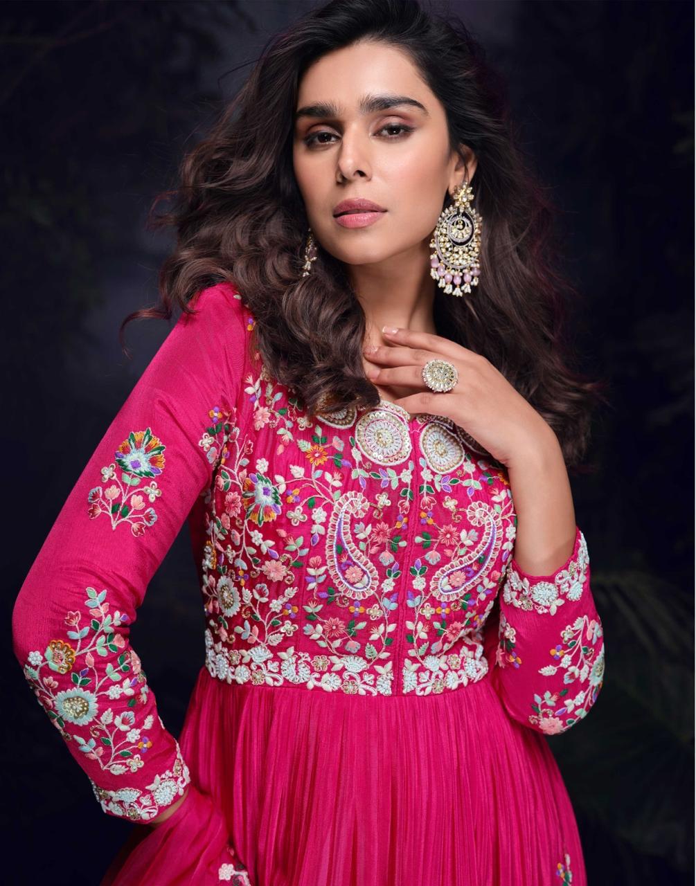 PREMIUM CHINON SILK HEAVY LOOK MULTI THREDS HANDWORK EMBRODARY SUIT