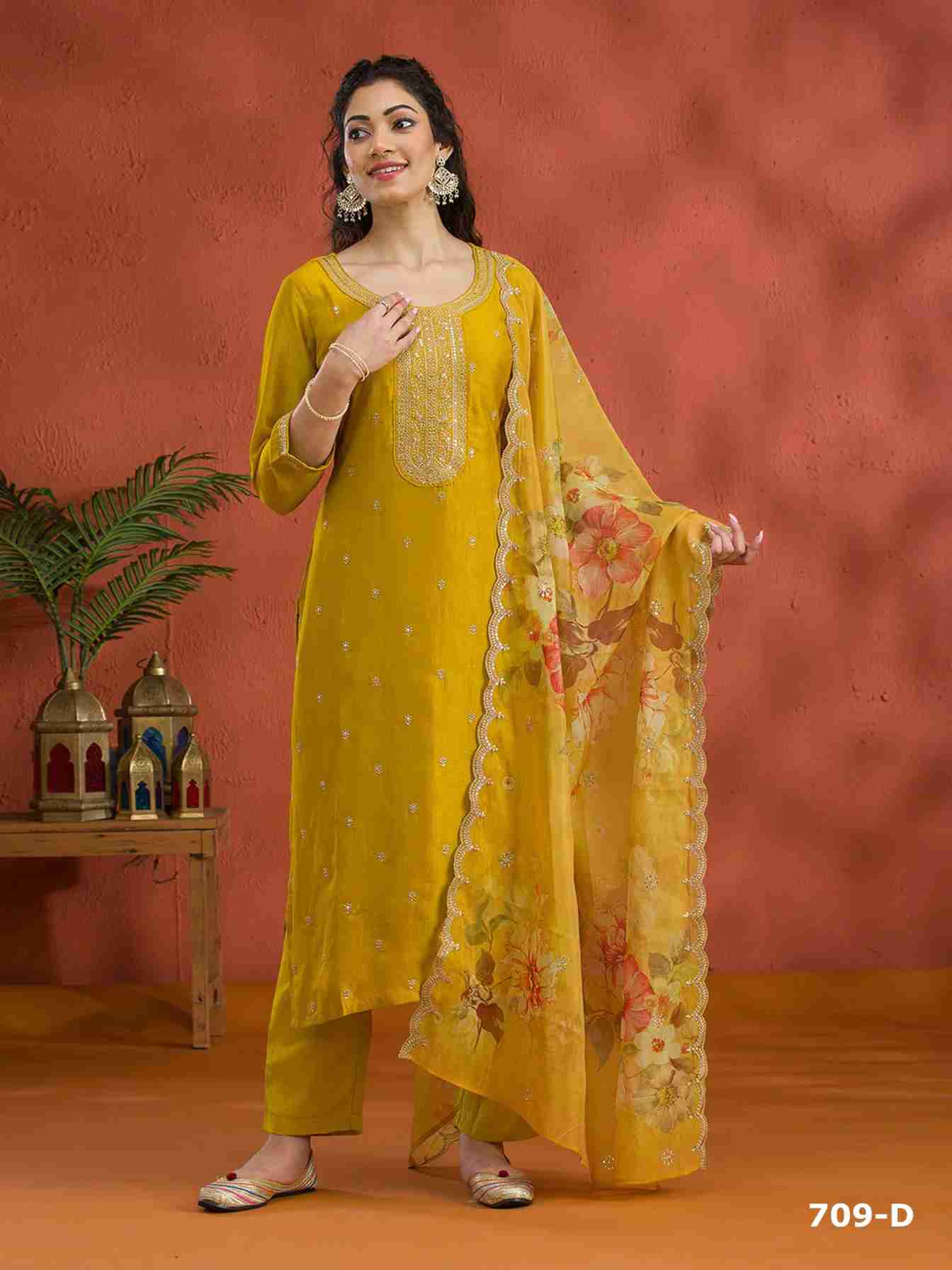 Blooming Vichitra with Heavy Embroidered VISCOSE Thread Jari work Suit