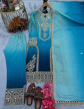 HEAVY CHINNON with Embroidery Work Suit