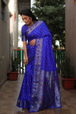 Blue Paithani with Bandhej Saree With Jari Weaving