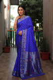 Blue Paithani with Bandhej Saree With Jari Weaving