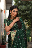 Dark Green Paithani with Bandhej Saree With Jari Weaving