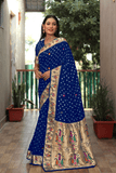 Navy Blue Paithani with Bandhej Saree With Jari Weaving