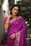 Purple Paithani with Bandhej Saree With Jari Weaving