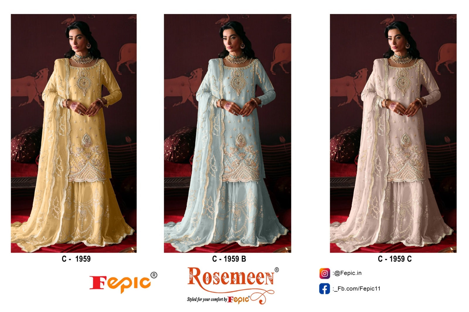 ORGANZA EMBROIDERED Worked Salwar Suit