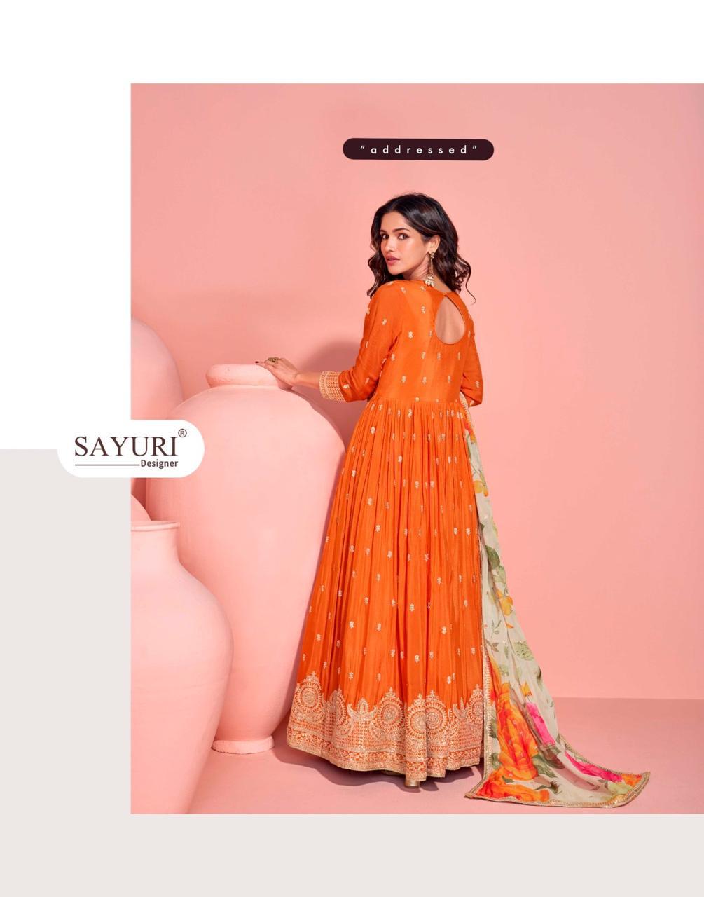 PREMIUM CHINON SILK EMBROIDERED FRONT AND BACK GOWN WITH EMBROIDERED SUIT