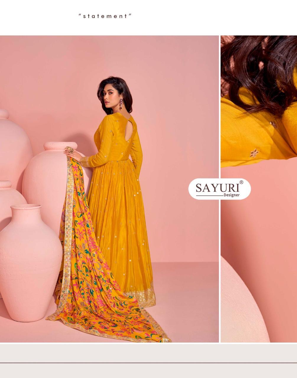 PREMIUM CHINON SILK EMBROIDERED FRONT AND BACK GOWN WITH EMBROIDERED SUIT